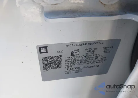 2021 Chevrolet Malibu Fwd Rs z USA, uszkodzony, nr VIN 1G1ZG5ST2MF059828